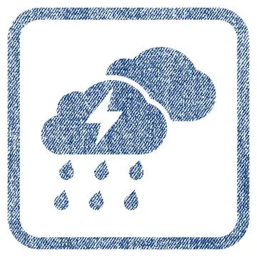 Thunderstorm Clouds Fabric Textured Icon Stock Illustration