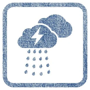Thunderstorm Clouds Fabric Textured Icon Stock Illustration