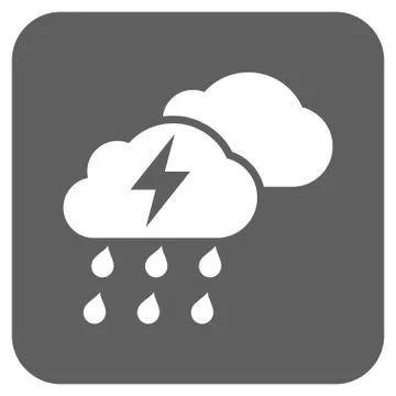 Thunderstorm Clouds Flat Squared Vector Icon Stock Illustration