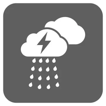 Thunderstorm Clouds Flat Squared Vector Icon Stock Illustration
