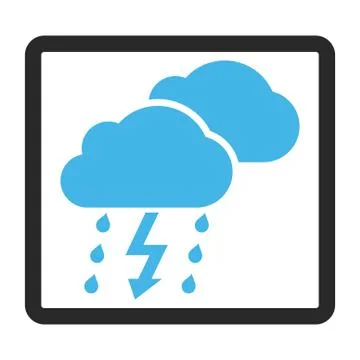 Thunderstorm Clouds Framed Glyph Icon Stockillustratie