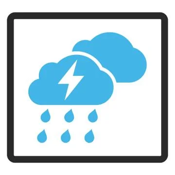 Thunderstorm Clouds Framed Glyph Icon Stock Illustration