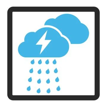 Thunderstorm Clouds Framed Glyph Icon Stock Illustration