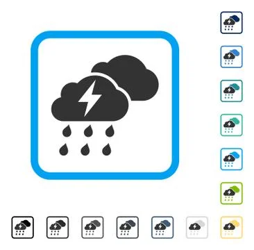 Thunderstorm Clouds Framed Vector Icon Stock Illustration