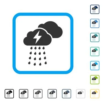 Thunderstorm Clouds Framed Vector Icon Stockillustratie