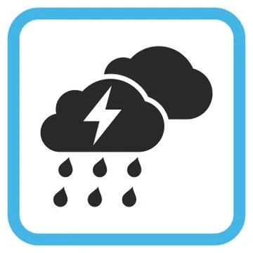 Thunderstorm Clouds Glyph Icon In a Frame Stockillustratie