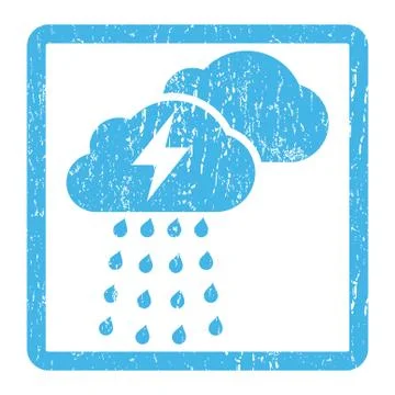 Thunderstorm Clouds Icon Rubber Stamp Stock Illustration