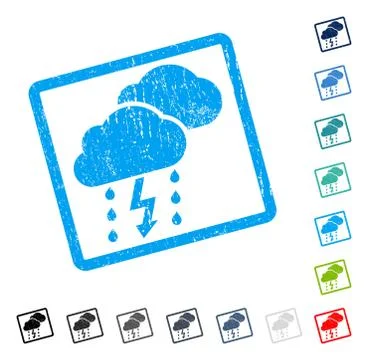 Thunderstorm Clouds Icon Rubber Watermark Stock Illustration