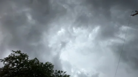 Thunderstorm clouds with lighting and sound Stock Footage 336807368