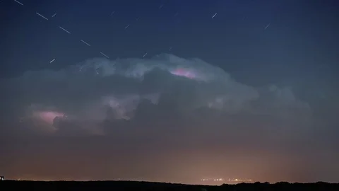 Thunderstorm clouds at night with lightning Video stock 94075458