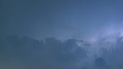 Thunderstorm clouds at night with lightning strike time lapse, 4K timelapse Stock Footage 95895947