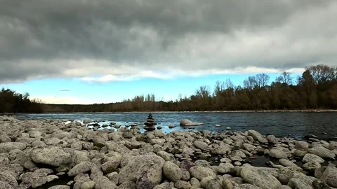 Thunderstorm clouds over the Ticino River Stock Footage 320673097
