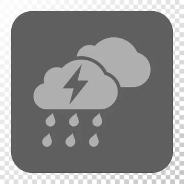 Thunderstorm Clouds Rounded Square Button Stock Illustration