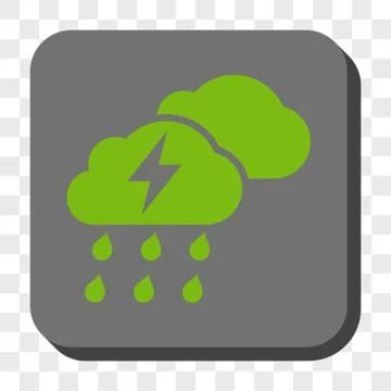 Thunderstorm Clouds Rounded Square Button Stock Illustration
