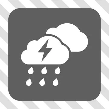 Thunderstorm Clouds Rounded Square Button Stock Illustration