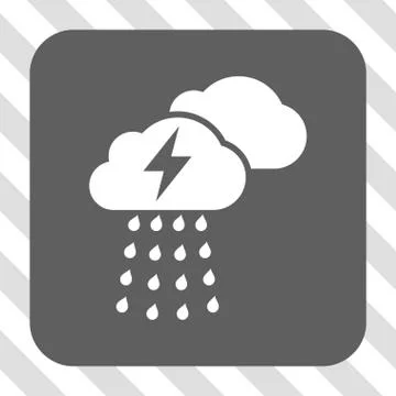 Thunderstorm Clouds Rounded Square Button Stock Illustration