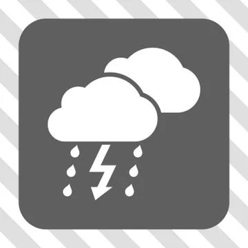 Thunderstorm Clouds Rounded Square Button Stock Illustration