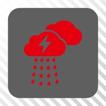 Thunderstorm Clouds Rounded Square Button Stock Illustration