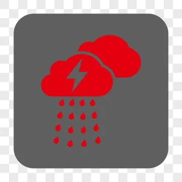 Thunderstorm Clouds Rounded Square Button Stock Illustration
