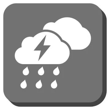 Thunderstorm Clouds Rounded Square Glyph Icon Stock Illustration