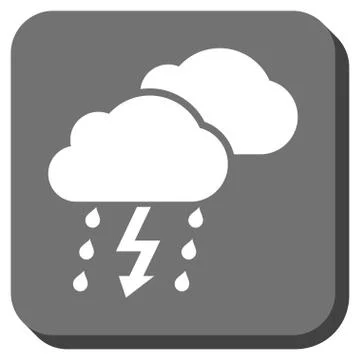 Thunderstorm Clouds Rounded Square Glyph Icon Stock Illustration