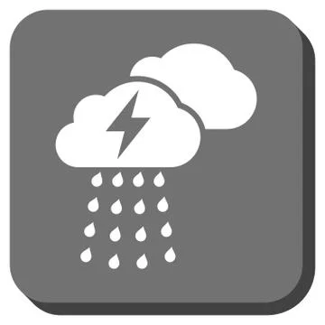 Thunderstorm Clouds Rounded Square Vector Icon Stock Illustration