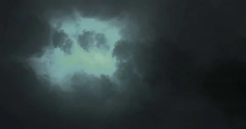 Thunderstorm clouds, thunder at night with lightning, under stormy Stock Footage