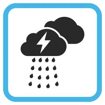 Thunderstorm Clouds Vector Icon In a Frame Stock Illustration