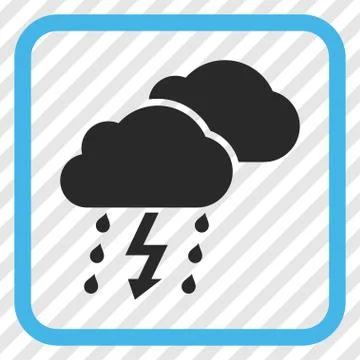 Thunderstorm Clouds Vector Icon In a Frame Stock Illustration