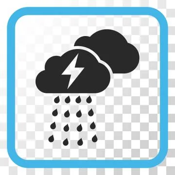 Thunderstorm Clouds Vector Icon In a Frame Stock Illustration
