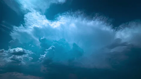 Thunderstorm cloudy skyline at night Stock Footage 167061406