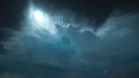 Thunderstorm cloudy skyline at night Video stock 167061823