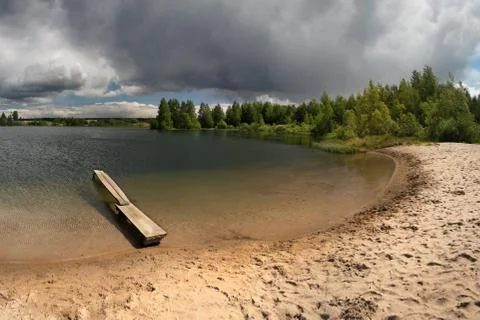 Thunderstorm is coming. Large clouds and clouds thickened on a summer day Stock Photos