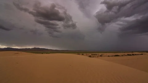 Thunderstorm in the desert. Dramatic sky and lightning Stock Footage 81656132