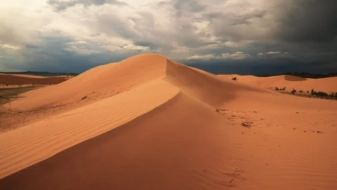 Thunderstorm in the desert. Dramatic sky and lightning Video stock 123773028