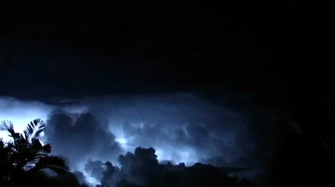 Thunderstorm-Distant Thunder and lightning Clouds - 30p - 60 seconds - looping Stock Footage 7340141