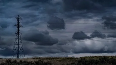 Thunderstorm on electrical grid Stock Footage 152159760