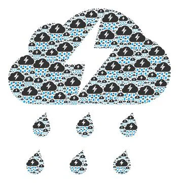 Thunderstorm Fractal Mosaic of Itself Items Stock Illustration