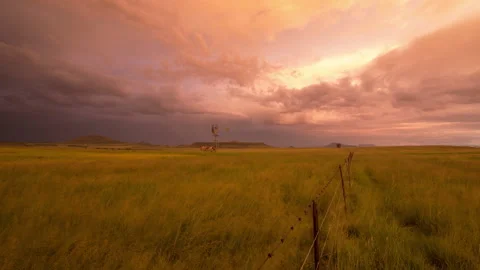 Thunderstorm Free State Sunset Timelapse Stock Footage 166697131
