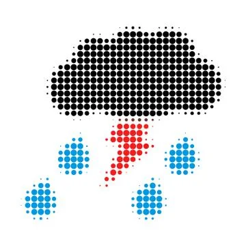Thunderstorm Halftone Dotted Icon Illustrazione stock