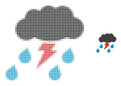 Thunderstorm Halftone Dotted Icon Illustrazione stock