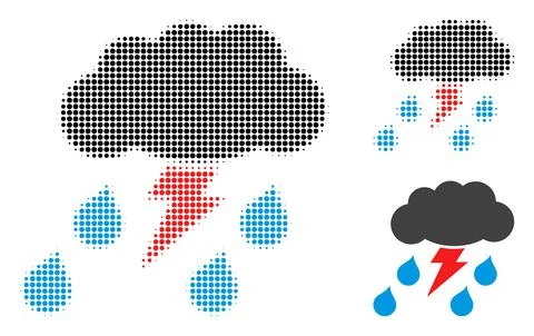 Thunderstorm Halftone Dotted Icon イラスト素材