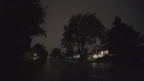 Thunderstorm. Hard Rain whit thunder in the night with lightning in the suburbs Video stock 108765185