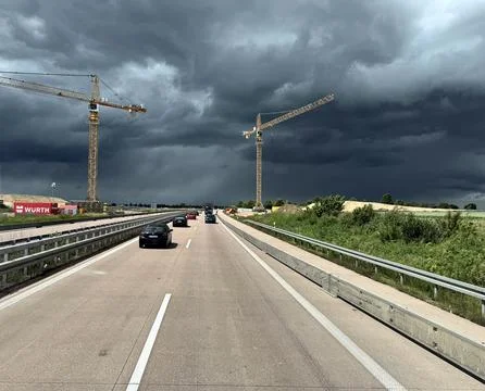 Thunderstorm on the Highway Stock Photos