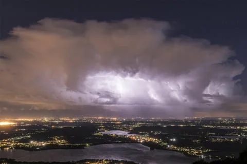 Thunderstorm at the horizon Stock Photos