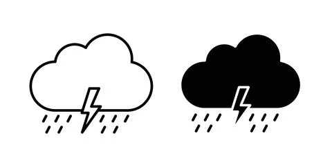 Thunderstorm icon in black and white. vector icon pack for websites Stock Illustration