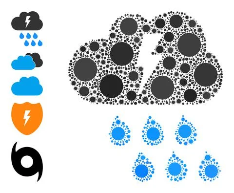 Thunderstorm Icon - Cell Mosaic And Bonus Icons Illustrazione stock