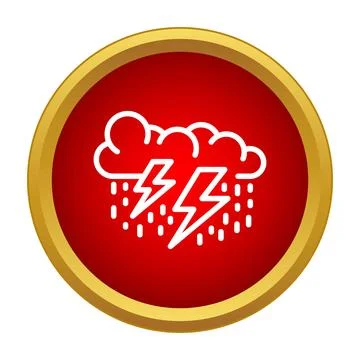 Thunderstorm icon with clouds, rain, and lightning 库存插图
