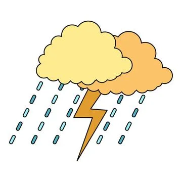 Thunderstorm icon with clouds, rain, and lightning Stock Illustration