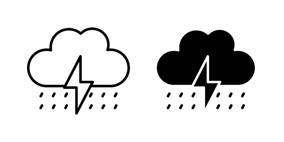 Thunderstorm icon concept logo design collection Stock Illustration